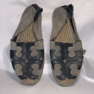 Tory Burch espadrilles canvas and blue leather size 9.5